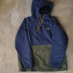 New L.L. Bean Womens Mountain Classic Anorak, Multi Navy and Olive